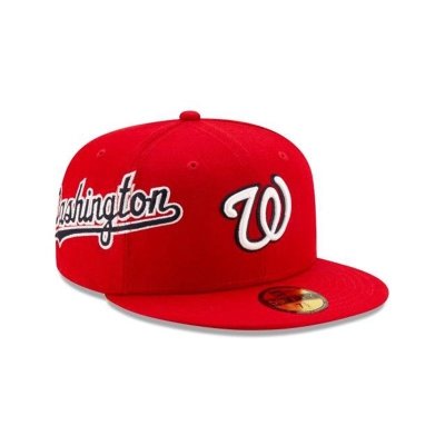 Red Washington Nationals Hat - New Era MLB Slant 59FIFTY Fitted Caps USA1784653